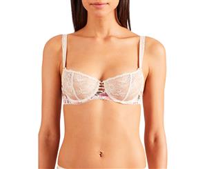 Aubade PA14 Reine Des Pres Floral Lace Non-Padded Underwired Half Cup Bra - Jasmine Off-White