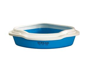 Blue Corner Cat Litter Tray for Adult Felines & Kittens (55x43x17cm) - Scream