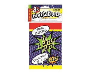 Bristol Novelty Super Hero Party Invitations (Pack Of 8) (Multicoloured) - BN2245