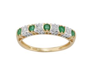 Classic Emerald & Diamond Eternity Ring in 9ct Yellow Gold