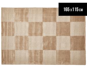 Classic Squares 165x115cm Wool Rug - Taupe