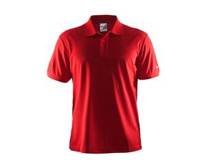 Craft Mens Pique Classic 100% Polyester Polo Shirt - Red