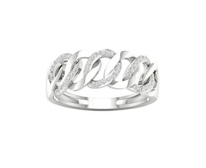 De Couer 9KT White Gold Diamond Cuban Link Band (1/6CT TDW H-I Color I2 Clarity)