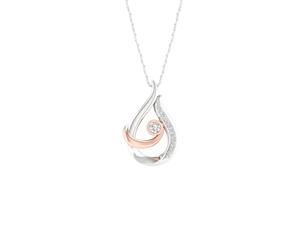 De Couer Sterling Silver Diamond Yellow Gold Plated Mom and Child Necklace (1/10CT TDW H-I Color I2 Clarity)