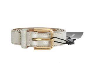 Dolce & Gabbana Gray Leather Gold Buckle Belt