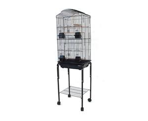 Dome Top High Bird Cage with Stand for Canary Finch Black