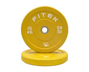 FITEK 15KG Pair Virgin Rubber Olympic Colour Bumper Plates V3