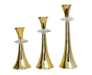 Gold Plated Crystal inserted candle Holder Set of 3- 1122 and 35cm Tall