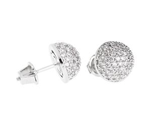 Iced Out Bling Micro Pave Earrings - BALL 10mm - Silver