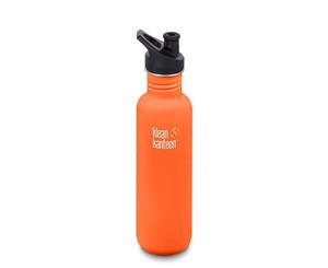 Klean Kanteen Stainless Steel Water Bottle 800ml - Sports Cap 8 Colours - Orange