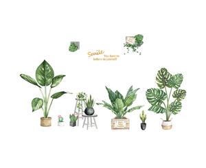 Large Green Plant Wall Stickers Decals (Size 130cm x 58cm)