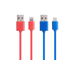 Laser lightning cable 2M twin pack red and blue