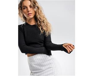 Lulu & Rose Womens Lulu Rose Portia Tie Back Crop Top In Black