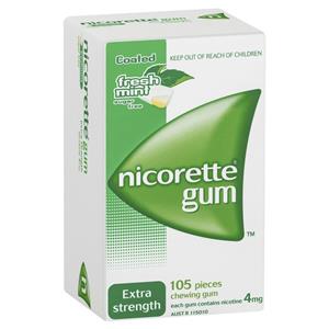 Nicorette Quit Smoking Extra Strength Freshmint Chewing Gum 4mg 105 Pieces