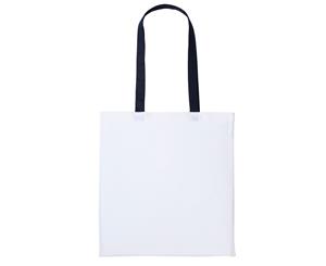 Nutshell Varsity Cotton Shopper Long Handle Tote (White/Oxford Navy) - RW7156