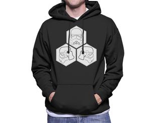 Original Stormtrooper Line Art Helmet Hexagons Men's Hooded Sweatshirt - Black