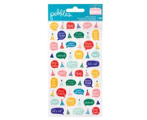 Pebbles - Happy Cake Day Collection - Puffy Stickers - Semi Glossy