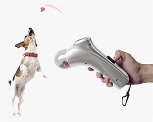 Pet Feeder Treat Snack Launcher Dog Feeder Training Tool Food Launch - Silver