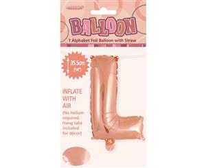 Rose Gold L Alphabet Foil Balloon 35cm