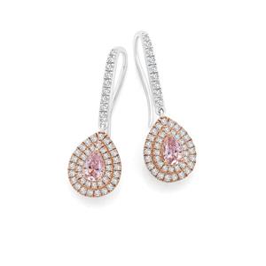 Silver and Rose Gold Plate Blush Pink CZ Pear Cluster Earrings