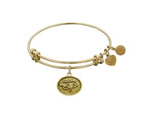 Stipple Finish Brass Eye of Horus Angelica Bangle Bracelet 7.25" - White