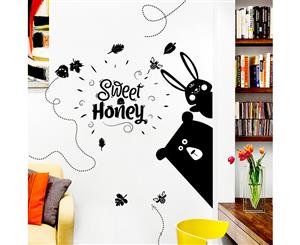 Sweet Honey Bear Wall Stickers Decals (Size 105cm x 98cm)