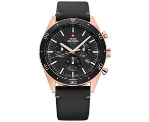 Swiss Military Black Leather Chrono Men's Watch - SM34079.07