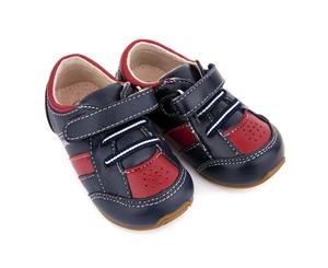 Toddler Leather Trainers Navy/Red