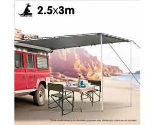 Wallaroo 3m x 2.5m Car Side Awning Roof Top Tent - Grey