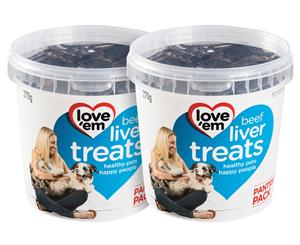 2 x Love'em Beef Liver Dog Treats Pantry Pack 270g