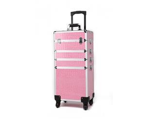 4 in 1 PINK Croc Portable Makeup Cosmetic Beauty Trolley Case Hairdresser