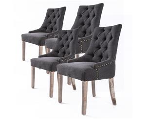 4X French Provincial Dining Chair Oak Leg AMOUR BLACK