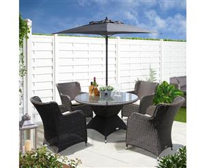 5 Piece Outdoor Dining Setting with round table and armchairs