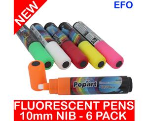 6X 10Mm Nib Fluorescent Marker Pen Led Writing Board Glass Liquid Chalk Fluro