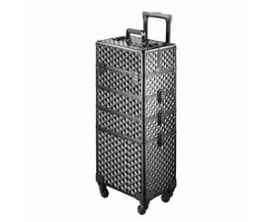 7 in 1 Professional Cosmetics Beauty Case Makeup Box Trolley Organiser Shiny Diamond Black