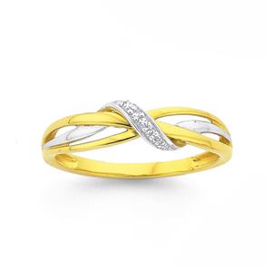 9ct Gold Diamond Crossover Ring