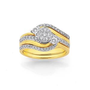 9ct Gold Diamond Trilogy Three Piece Bridal Set