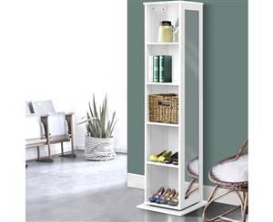 Bathroom Storage Cabinet Mirror Display Shelf Bookcase Rotating Swivel