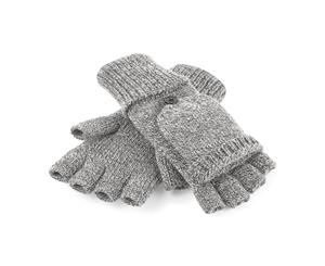 Beechfield Adults Unisex Fliptop Knitted Winter Gloves (Heather Grey) - RW5193