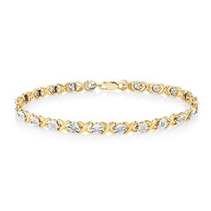 Bracelet with 1/4 Carat TW of Diamonds in 10ct Yellow & White Gold