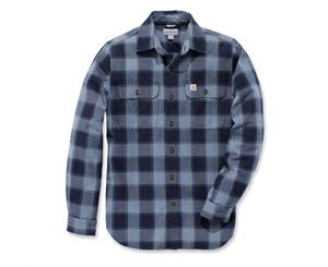 Carhartt Mens Hubbard Slim Fit Cotton Flannel Shirt - Steel Blue