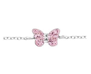 Childrens Silver and Pink Butterfly Bracelet With Crystals