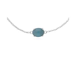 Classic Oval Larimar Single Stone Bracelet in 925 Sterling Silver