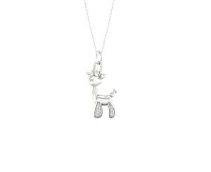 De Couer Sterling Silver Diamond Balloon Deer Pet Necklace (1/20CT TDW H-I Color I2 Clarity)