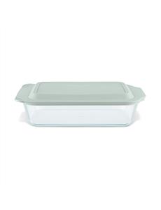 Deep Rectangular Dish with Sage Lid 4.7L