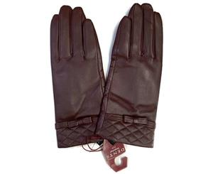 Dents Ladies Sheepskin Leather Gloves - Burgundy