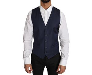 Dolce & Gabbana Blue Dotted Pattern Nylon Waistcoat Vest