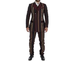 Dolce & Gabbana Multicolor Striped Runway 3 Piece Slim Fit Suit