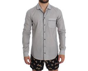 Dolce & Gabbana White Brown Cotton Pajama Shirt Sleepwear