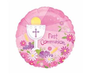 First Communion Pink Foil Balloon